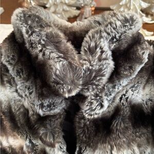 Jennifer Lopez Silver Black Faux Fur Vest